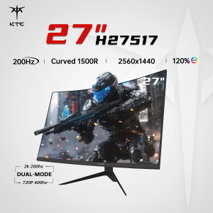 KTC 27" 2K 200Hz 2560x1440 Switch 400Hz 1280x720  Dual-mode Curved Monitor 3ms Free/G -Sync Gaming Monitor H27S17