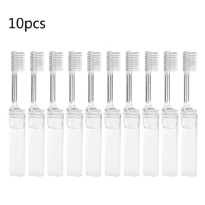 10Pcs/Set Transparent Portable Disposable Plastic Folding Toothbrush Soft Bristles for Outdoor Travel Hotel Busniess Camping Hiking