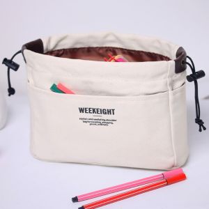 NBANLIKE Đa chức năng Túi lưu trữ linh tinh Nhiều túi Vải canvas Túi mỹ phẩm có dây rút Túi tổ chức Di động Túi tổ chức phụ kiện túi xách Các cô gái