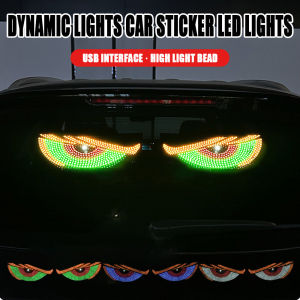 Dynamic Devils Eye Light LED Windshield Light Automotive decorative lights Sticker Durable USB with Switch Car Signal Lamp Car Accessory Truck Universal Waterproof Light Display Screen Car Sticker