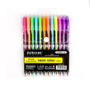 GONUUWGL Students 12Pcs Color Highlighter DIY School Stationery Supplies Scrapbook Album Journal Office Fine Tip Markers Colored Signing Pen Glitter Gel Pens Set Drawing Color Pen