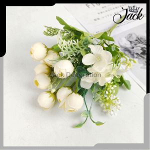 Ranumculus Vintage Cabang 5 Bunga Mawar Kuncup Kain artificial Imitasi untuk Hiasan dekorasi rumah kamar cafe dan wedding atau dekorasi pelaminan Import premium termurah artificial palsu kain