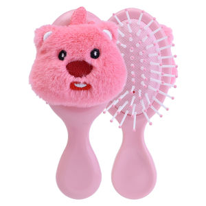 Cute Loopy Comb Cartoon Plush Beaver Fold MINI Travel Portable Creative Mirror Airbag Massage Comb Toy Girl Gifts