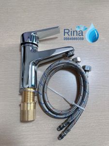 Bộ Vòi Lavabo Rửa Mặt Nóng Lạnh Đồng Thau Xi Bóng cao cấp RINA RN4007 Hàng Nhập Khẩu Nước Mạnh Xi Đẹp
