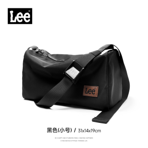 LEE กระเป๋าสะพายไหล่แบบคาดตัวสีดำสำหรับผู้ชายและแฟชั่นสำหรับผู้หญิงเรียบง่ายเรียบง่ายกระเป๋าพาดลำตัวไนลอนกันน้ำความจุมากกระเป๋านักเรียนวัยรุ่นกลางแจ้ง