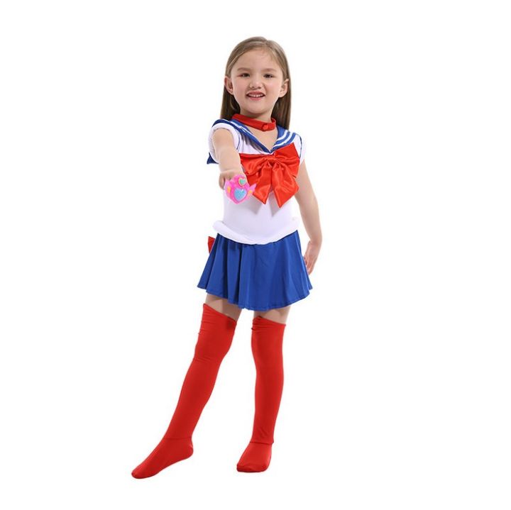 Sailor Moon Kids Girls Blue Dress Outfits Halloween Carnival Suit Cosplay Costume