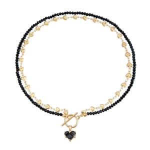 Quyến rũ thanh lịch hình trái tim Mặt dây chuyền đá Zircon trên một chuỗi màu đen bí ẩn lý tưởng cho những người đam mê trang phục phong cách