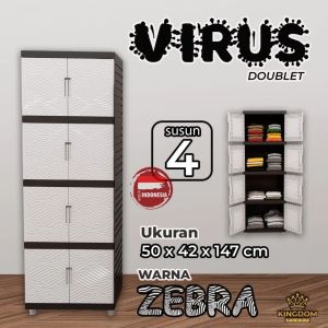 Lemari Plastik Pakaian Virus Zebra Putih Glossy Bisa COd berkualitas