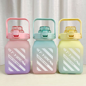 1500ml sporty water bottle free straw free strap Air Bottle water cup Candy 1.5L tumbler large volume bottle C19