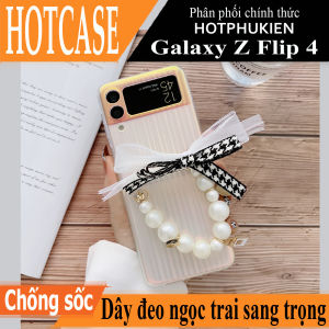 Ốp lưng chống sốc có dây đeo ngọc trai cho Samsung Galaxy Z Flip 4 hiệu HOTCASE Pearl Strap Case (chất liệu cao cấp sang trọng thiết kế thời trang nữ tính) - Phân phối bởi Hotphukien