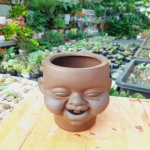 Chậu đất nung - Chú Tí Trung miệng chậu 13cm chiều cao chậu 15cm