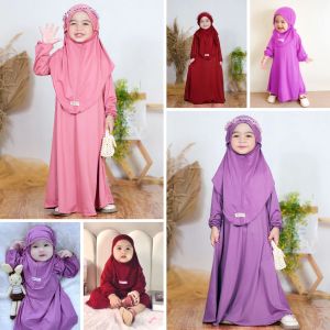 ZALIRA KIDS Gamis Anak perempuan gamis set anak Bayi Perempuan gamiset bayi perempuan gamis anak polos Daily Nuha Umur Newborn - 6 Tahun