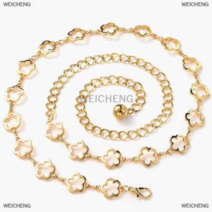[COD] WEICHENG Fashion Metal Hollow Flower Waist Chain For Women Dress Shirt Suit Decoration Belts Body Chain