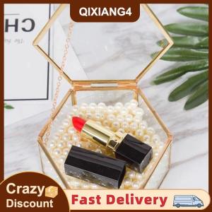 【QIXIANG4】 Thủy tinh vàng sang trọng và Retro hộp lưu trữ trang sức Hộp nhẫn lục giác cao cấp vàng và Hộp phụ kiện trang sức