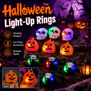 Halloween Glowing Ring/Halloween Light-Up Ring / Flashing Ring / Party Accessory / Halloween Toy / Ghost Pumpkin Design / LED Light / Kids Gift / Festival Item