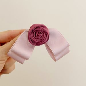 Exquisite Compact Bow Hair Pin Korean Fashion Elegant Simple Rose Hairclip Side Clip Hair Accessories for Women Girls