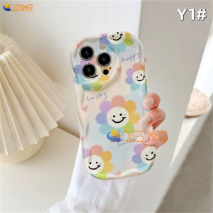 (Lokal Ready) Casesummer Casing hp iPhone 11 12 14 13 12 Pro Max XR 7Plus iPhone 15 Pro Max X XS Max 6s 7 8 6 Plus SE 2020  3D Wavy Curved Edge Glossy Fresh Flowers Soft Tpu Floral Case