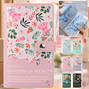 💥รวยเร็วๆ นี้💥สมุดออมเงินสดสีสันสดใส สมุดออมเงิน Savings Book ลายดอกไม้ 50 หน้า ซ้อนได้ 100 แผ่น ท้าทายออมเงิน