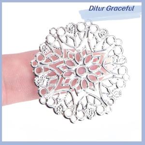 Ditur 50PCS Bronze Filigree Flower Connectors Crafts DIY Jewelry Making Accessories