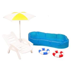 1/12 Scale Miniature Beach Chair and Swim Rings Set Great for Creative Role Playing Game Dollhouses Poolside Scene Display