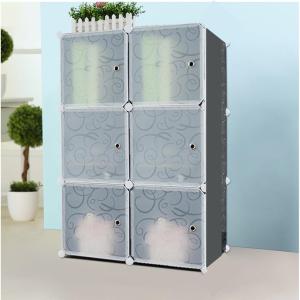 Cabinet DIY 6 Cube Wardrobe Storage Cabinet - Black Almari Baju