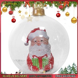 Winnereco Christmas Giant Inflatable Ball Ornaments W/ LED Light Outdoor Balloon Ornament Large PVC Decorated Ball Ornaments for Xmas Porch Lawn Yard Holiday