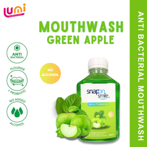 Snap On Smile – Mouthwash Antibacterial Rasa Green Apple - Obat Kumur Anti Bacterial Segar Bersih dan Percaya Diri.