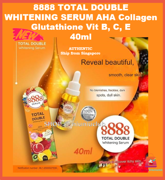Double Whitening Serum AHA Collagen Glutathione Vit B, C, E Gluta x10 8888  Total 40ml