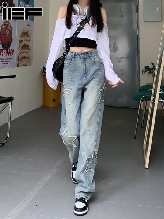 IEF Women's Jeans Y2K Style Jeans Retro High Street Denim