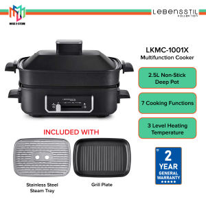 [ONLINE EXCLUSIVE] NEW ARRIVAL Lebensstil LKMC-1001X Multicooker | Multifuction Pot | Hotpot | BBQ Pan | Grill - LKMC1001X