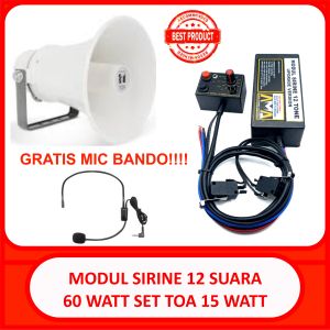 modul sirine patwal 12 suara aux mic volume 60 watt set speaker toa 15 watt klakson