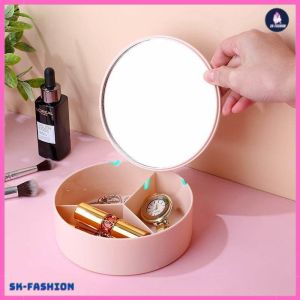 Korean Style Cosmetic Mirror Jewelry Box Necklace Bracelet Holder Large Capacity Make Up Case Desktop Storage