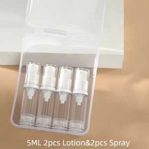 LEKGAVD 3/4Pcs 5ml/10ml/15ml Travel Refillable Bottle Set Refillable Empty Lotion Pump Bottles Plastic Labels Cosmetic Container Travel