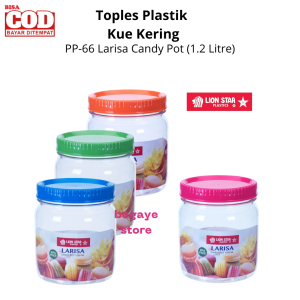 Toples Lebaran Terbaru | Toples Plastik Bening | Toples Kue Kering Lion Star PP-66 Larisa Candy Pot (1.2 Litre)