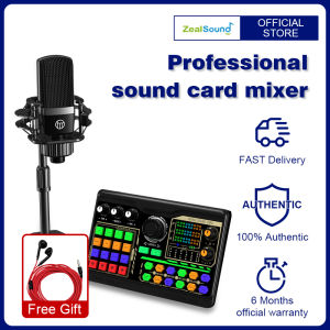 Zealsound Professional Podcast Microphone SoundCard Kit for PC Smartphone Laptop Computer Vlog Recording Live Streaming P300