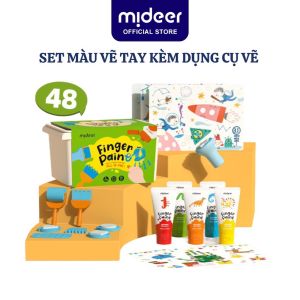 Finger Paint Mideer bộ màu kèm dụng cụ vẽ cho bé chính hãng an toàn kèm áo khoác vẽ ngoài