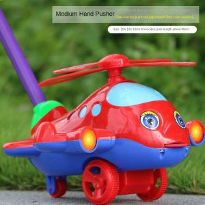 MUSASI with Bell Baby Walker Toy Interactive Gifts Childrens Hand Push Airplane Detachable Toddler Walking Toys for Kids Boys and Girls
