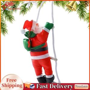 [Ueb] 1pc Santa Claus Pendant with Rope Santa Claus Climbing Ladder Pendant Santa Climbing Rope Ornament for Living Room Bedroom