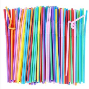 100pcs/pack Individually Packaged Straws Soda Straws Disposable Food-grade Elbow White Plastic Straw