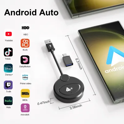 ANYTROX Wireless CarPlay/Android Auto video adapter wired CarPlay to wireless CarPlay supports watching YouTube/Netflix/TikTok
