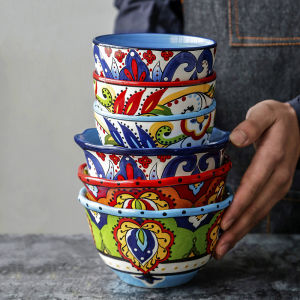 OMK 3PCS set Bohemia hand-painted ceramic bowl 450ML and 750ML