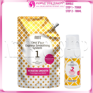 (PAKET) INAURA One Step Express Smoothing System 750gr + pH Balancer Foam 100ml Keratin STEP 1 & 2