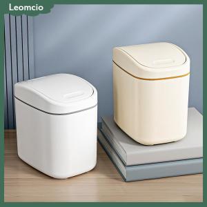 [Leomcio] ถังขยะพลาสติกขนาดเล็กถังขยะขนาดเล็กพร้อมฝาปิดแบบเขย่าสำหรับใช้ในบ้านสำนักงานถังขยะทำความสะอาดในครัวเรือน