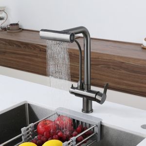 Two in one kitchen sink faucet with Drinking water faucet SUS304 double handle sink faucet mixers