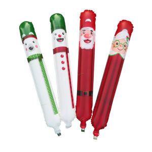 Merry Christmas Aluminum Foil Balloon Santa Claus Xmas Transparent Round Head Inflatable Stick Portable Holiday Decor