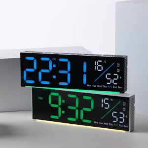 Electronic Clock Digital Modern Cozy RGB Mood Clock Wall/Desk Alarm Clock with Temp Display Timer & Dual Alarms Modern Home Decor