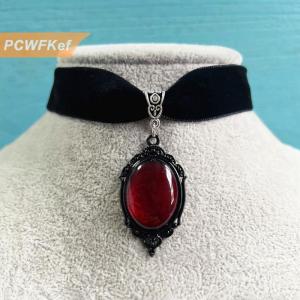 【PCWFKef】 สร้อยคอโชคเกอร์จี้แวมไพร์โกธิคสร้อยคอกำมะหยี่สำหรับผู้หญิงเครื่องประดับคาถาแฟชั่นของขวัญ