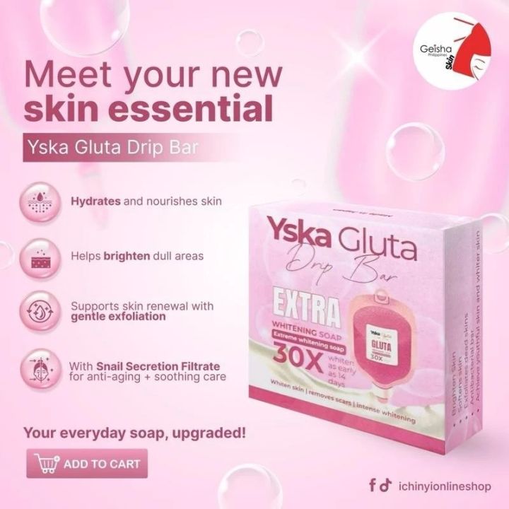 YSKA Gluta Drip Bar 30X EXTRA Whitening Soap[1 bar soap]