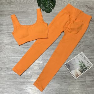 Bộ đồ tập gym yoga aerobic thể thao nữ bao gồm áo bra kèm mút và quần dài cạp cao chun mông chất liệu thun dệt kim BINSPORTS BD238