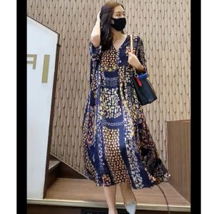 [Basica Moda] 91911 Gaun Dress Maxi Wanita Loose Terrina Crepe Import